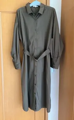 『PLST』プラステ シャツワンピース 羽織り ベルト付き カーキ 2way
