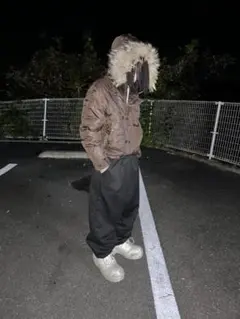 Y2K ファー付きダウンジャケット 平成 ギャル男 光沢 短丈 opium