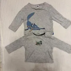 プチバトー　グレー長袖Tシャツ2枚セット 12M