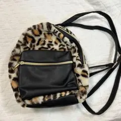 ヒョウ柄　ファー　猫耳　バック　リュック