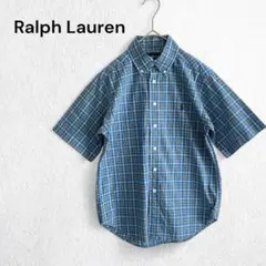 ラルフローレン 半袖チェックシャツ キッズ130相当 ロゴ刺繍 ボタンダウン