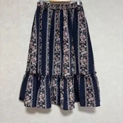 axes femme 花柄 ストライプ フレアスカート ネイビー Mサイズのサムネイル