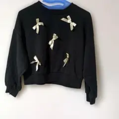 GU キッズ トレーナー ブラック リボンモチーフ