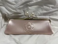MARY QUANT ピンク 花モチーフ がま口　ペンケース