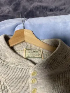 80s L.L.Bean ヘンリーネックセーター ベージュ　USA製