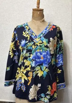 近年美品　LEONARD レオナール　シルクウール　ロング　カーディガン　40 近年美品 LEONARD レオナール シルクウール ニット カーディガン
