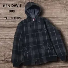 BEN DAVIS ベンディビス チェック柄 フード付き ウールジャケット L