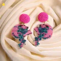 3F04 ピアス イヤリング フラメンコ 薔薇 水玉 ハンドメイド イベント