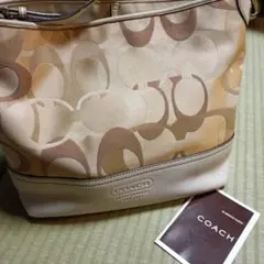 COACH ショルダーバッグ ベージュ系、一泊旅行に、最適なサイズ