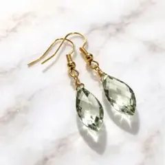 天然石 グリーンアメジストのピアス