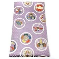 専用帯6613 ●白綾苑大庭謹製 草木染 高級 正絹 六通 袋帯 鶴 蝶々