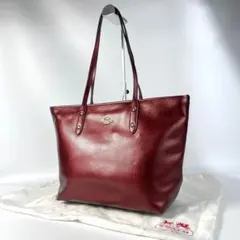 COACH コーチ トートバッグ ハンドバッグ　メタリック　ブラウン　レザー