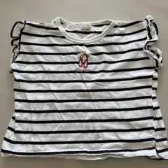 petit main フリル袖ストライプTシャツ