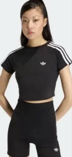 adidas Tシャツ 3本ライン 黒