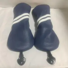 ゴルフ フェアウェイウッド FW用ヘッドカバー ネイビー 2本セット 3