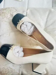 SHEIN MOD チャンキーヒール パンプス カラー　ブロック　バイカラー