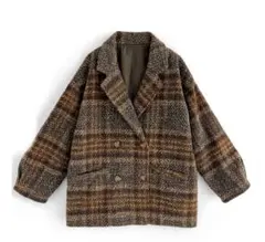 ブラウン系チェック ダブルブレストジャケット