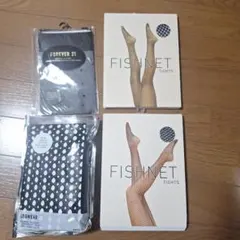 黒網タイツとシアードットハイソックス4足セットS/Mサイズ