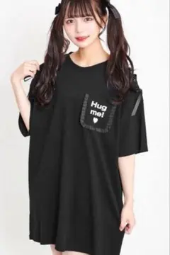 Secret Honey 冰兔 後印T恤 迷你洋裝 黑色