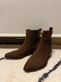 ZARA ブラウン サイドゴアブーツ フェイクスエード