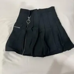 ブラック プリーツスカート ジッパーポケット付き