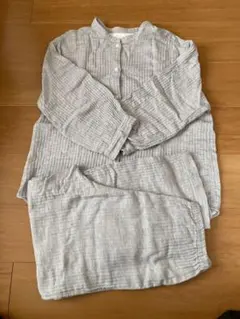 婦人 ヘリンボーンガーゼ スタンドカラー八分袖パジャマ　無印良品　L sizeのサムネイル