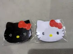 Hello Kitty☆キティ☆フェイス缶☆ピンバッジ 白　黒　2色セット