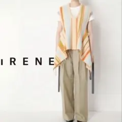 IRENE変形デザインニットマルチストライプ ベストモヘヤ混　中条あやみさん着用