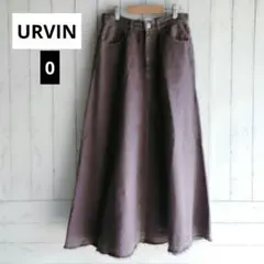 【URVIN】0 モカカラーの Aラインデニム マキシ丈スカート ロング丈のサムネイル