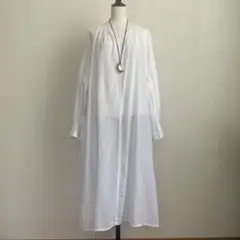 normment インド綿ジャガードワンピース 白 ゆったり ロング丈