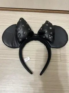 ディズニーランド購入 黒レザーミニーカチューシャ