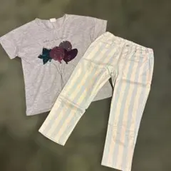 サニーランドスケープ　ZARA スパンコール Tシャツ ストライプパンツ　130のサムネイル
