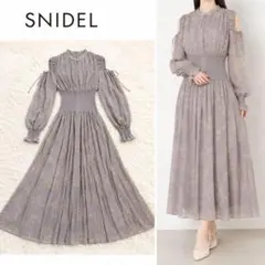 【美品】SNIDEL Sustainableウエストリブワンピース グレー 花柄