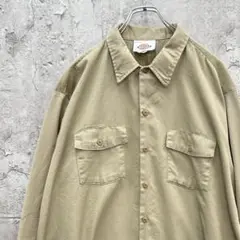 Dickies　ディッキーズ　長袖　ワークシャツ　トップス　古着　カーキ　18