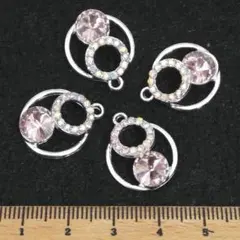 再販なし⚠️3点限り⭐立体ストーンラウンド(ピンク)SILVER.。.:*4個♡