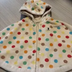 ミキハウス 水玉模様 フリースポンチョ 70-90