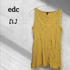 edc 【L】イエロー Vネック タンクトップ トップス ノースリーブ