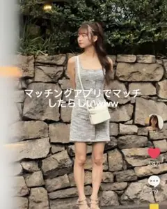 ツイード風タイトキャミワンピース