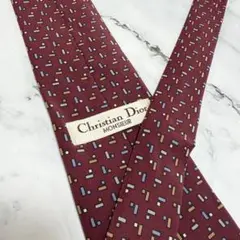 ChristianDior ネクタイ レッド 総柄 ディオール シルク