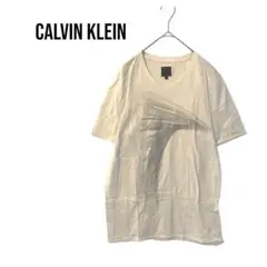 カルバンクラインCALVIN KLEIN　Vネック半袖プリントTシャツ綿100％