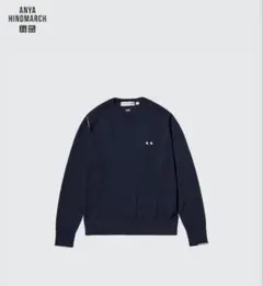アニヤハインドマーチ×UNIQLOメリノクルーネックセーター navy M