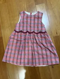 BeBeチェック柄ジャンバースカート 110
