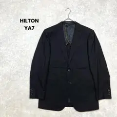 HILTON スーツジャケット　黒　無地　シンプル　オフィス　肩パッド YA7