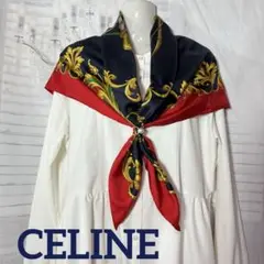 美品 ★CELINE★ スカーフ 大判 マカダム エッフェル塔 凱旋門 レッド 美品 ☆CELINE☆ スカーフ 大判 マカダム エッフェル塔 凱旋門