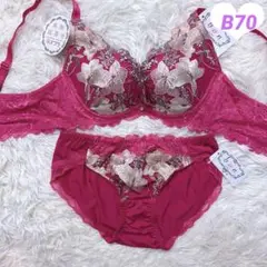 ブラショーツセット B70 花柄 豪華 刺繍 キュート ピンク 下着258003