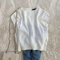 美品✨小さいサイズ✨洗える✨23区 ドライコットンブレンド ニット ニットベスト