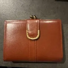 2つ折り がま口 財布 ブラウン