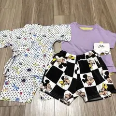90cmまとめ売り　甚平トンボ柄　ミッキー柄ショートパンツ　シナぷしゅＴシャツのサムネイル