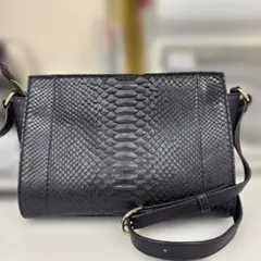 【格安】パイソン柄 ショルダーバッグ ブラック（素材不明・ジャンク扱い）