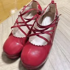 難あり ハニークロスシューズ L エンジ